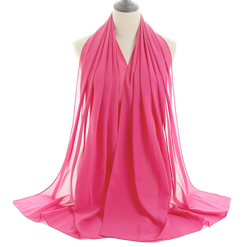 YW016  Plain pearl chiffon hijab