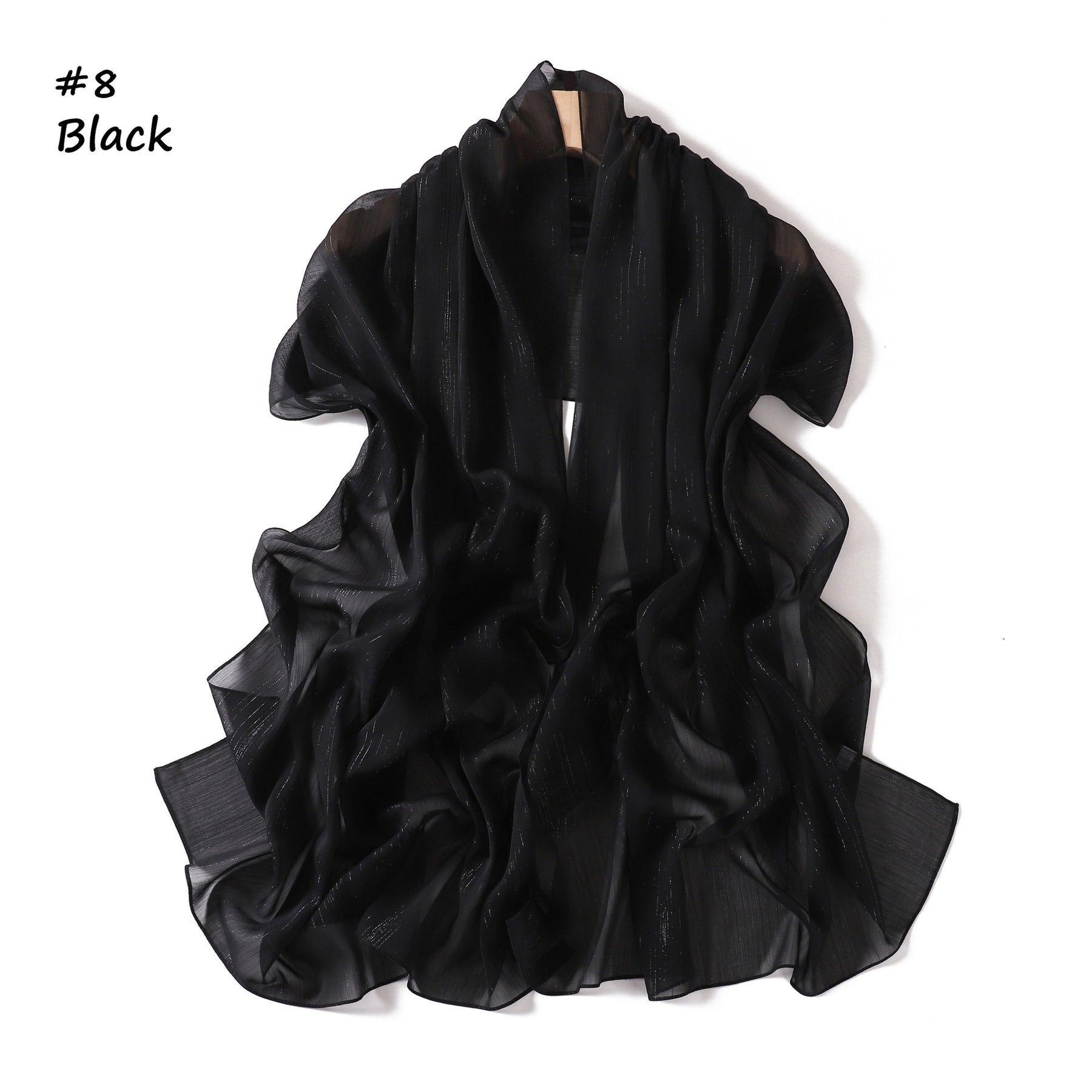 YZ375  Plain Silver Thread Crinkled Chiffon Hijab