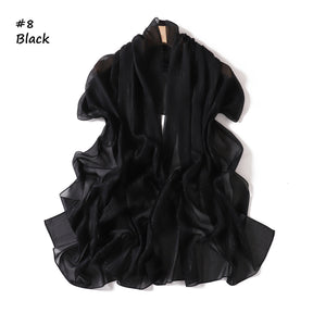 YZ375  Plain Silver Thread Crinkled Chiffon Hijab