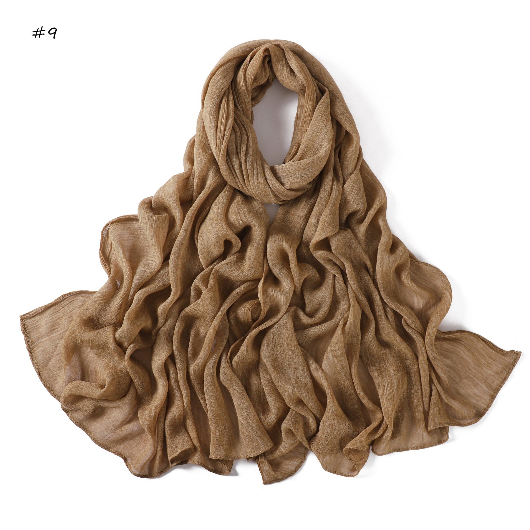 YZ322  Plain Washed-Dye Modal Crinkle Rolled-Edge Hijab