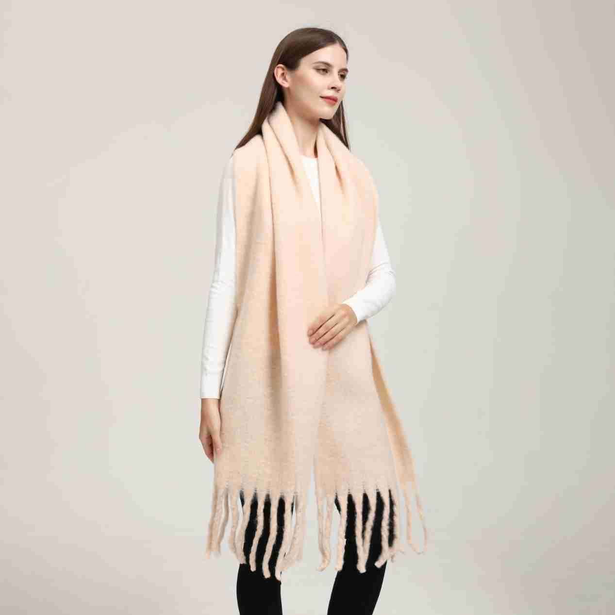 DJ004  Winter Warm Scarf - Plain & Elegant Tassels