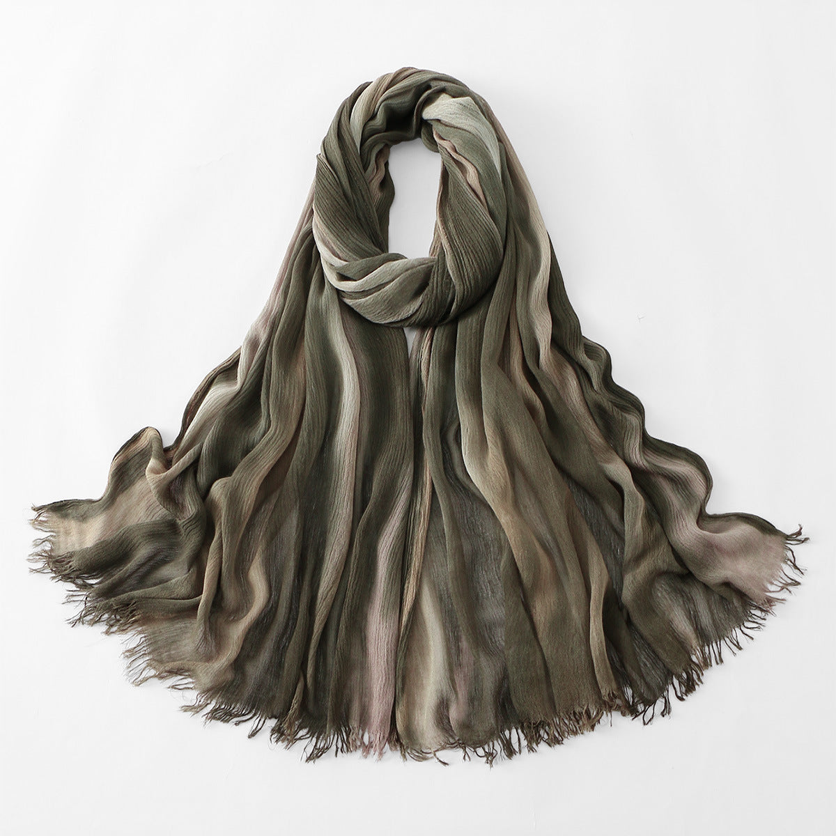 VE134  Ethnic Rainbow Tie-Dye Crinkle Rayon Hijab