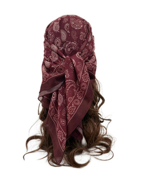 ASYLT552509018  90*90cm Paisley Printed Polyester Hotfix Rhinestone Square Scarf