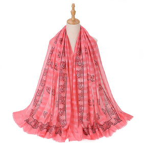MSL276  Gold stamping hijab with gold thread - MOQ:2