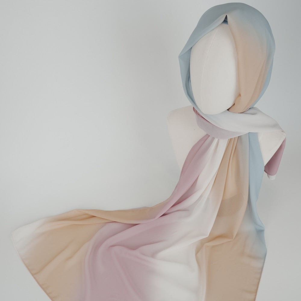 BFL001  Ombre Tie-Dye Pearl Chiffon Hijab
