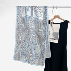 FSHHE  Elegant Versatile 100% Mulberry Silk Printed Scarf
