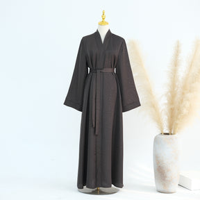 LRDB010+LRDB011  Fashion Print Elegant Cardigan Dress with Hijab Two-Piece Set