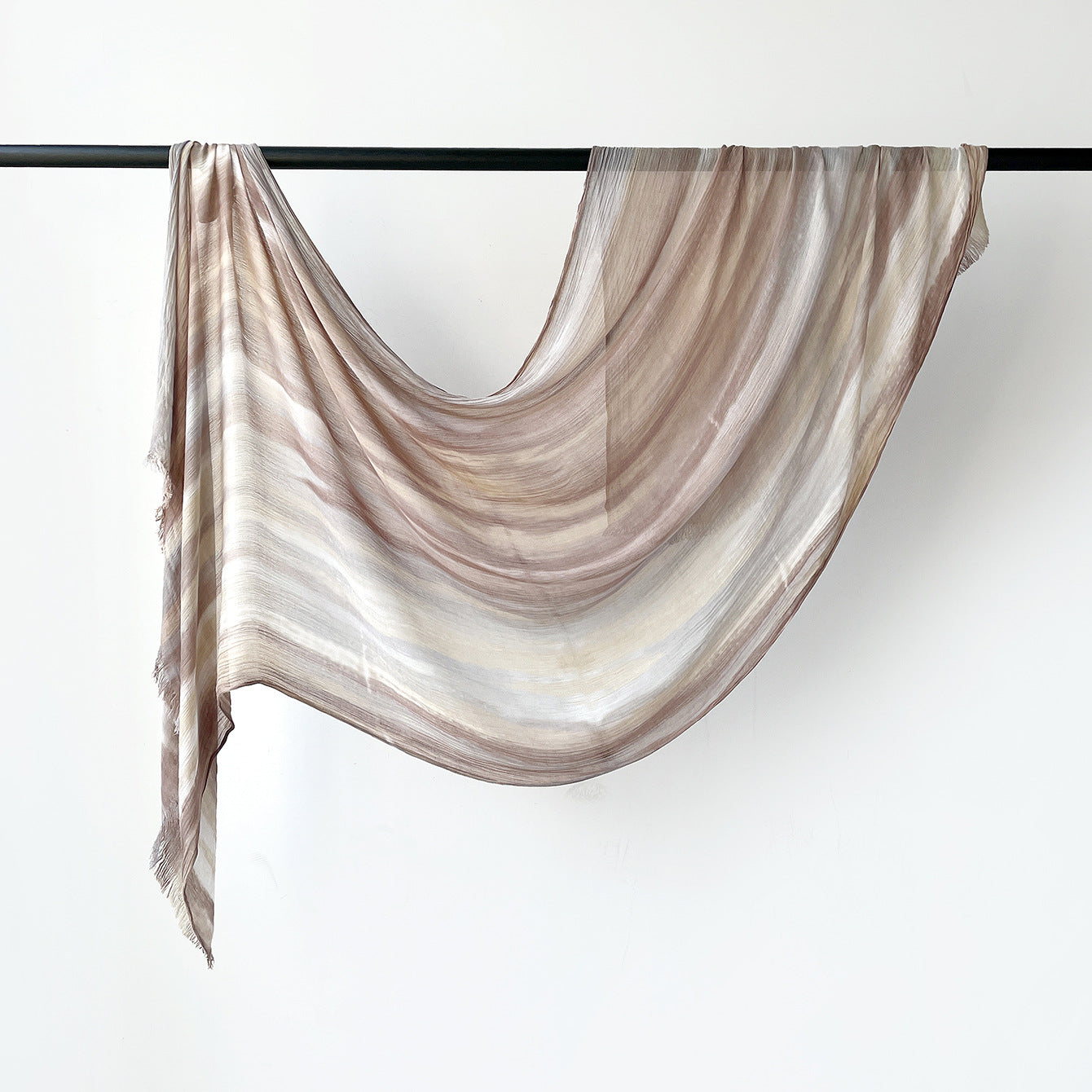 SS007  Gradient Rainbow Collection Short Tassel Crinkled Hijab