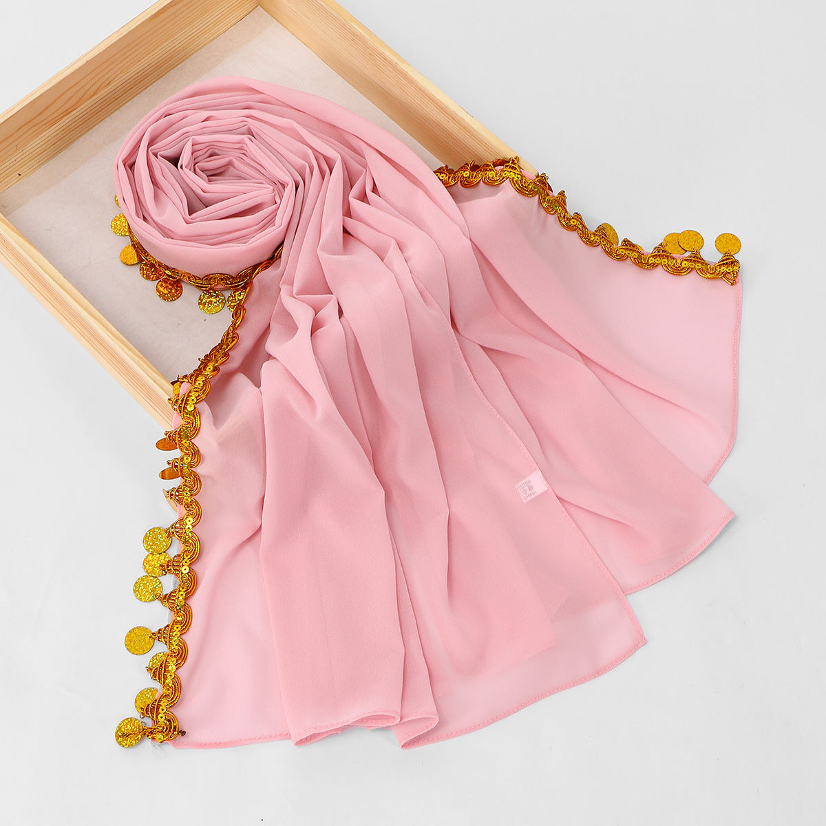 SW150  Plain Chiffon Sequin Tassel Hijab