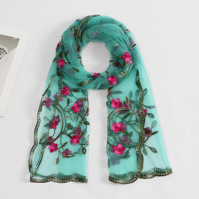 VE154  Nylon Embroidered Breathable Lightweight Hijab