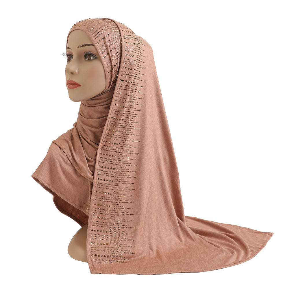 H204 Mercerized cotton plain Gold stamping instant hijab