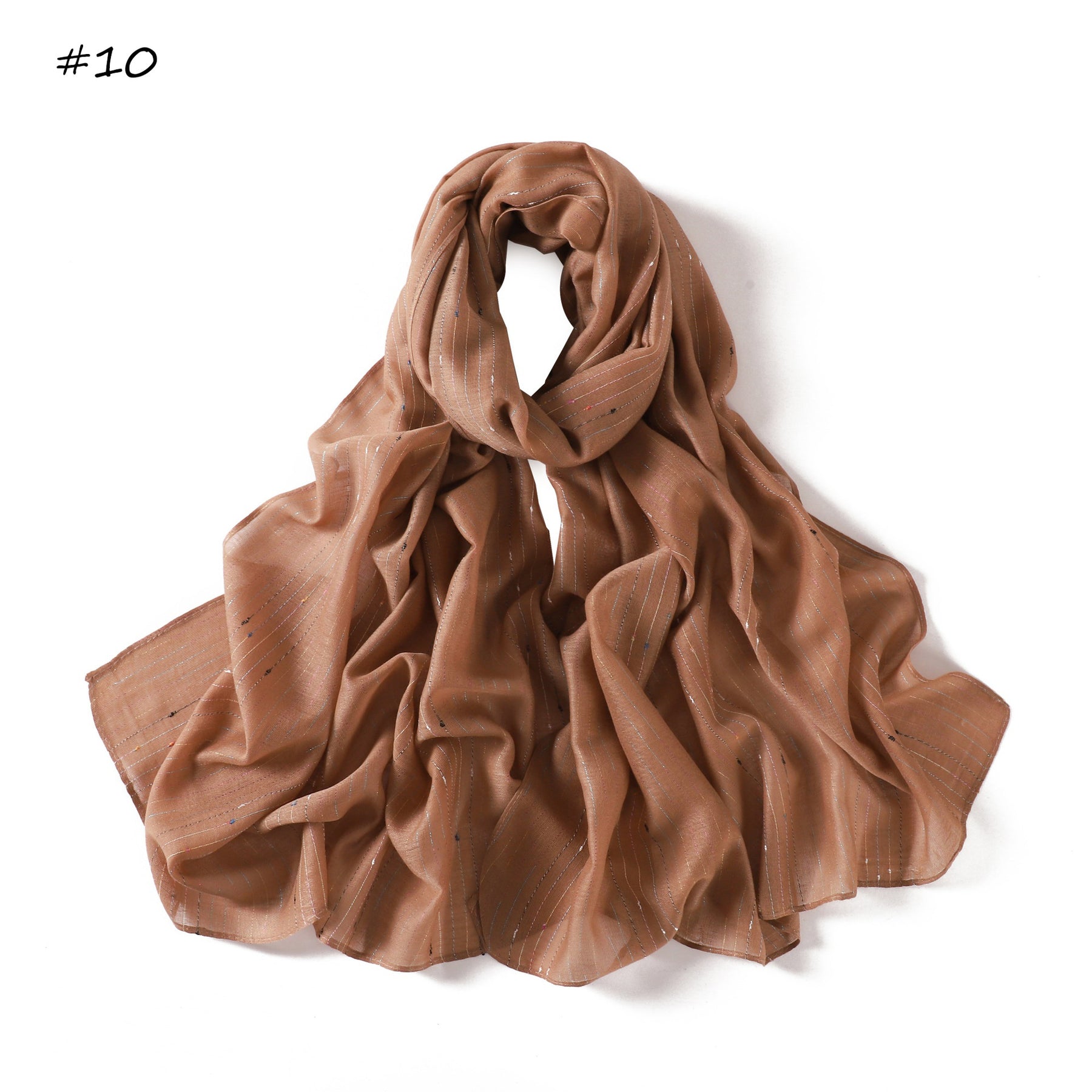 YZ340  Plain Striped Color Thread Polyester Hijab