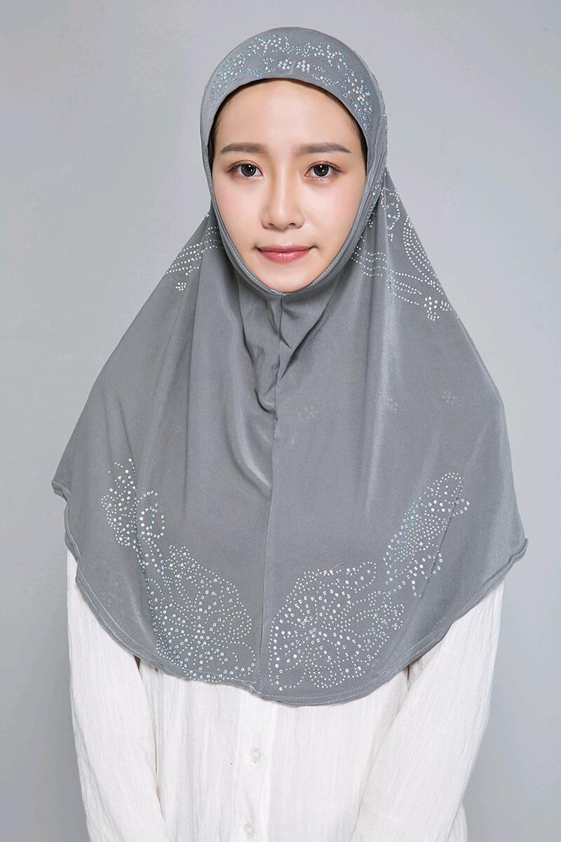 H006 hot stamping rhinestone plain instant hijab