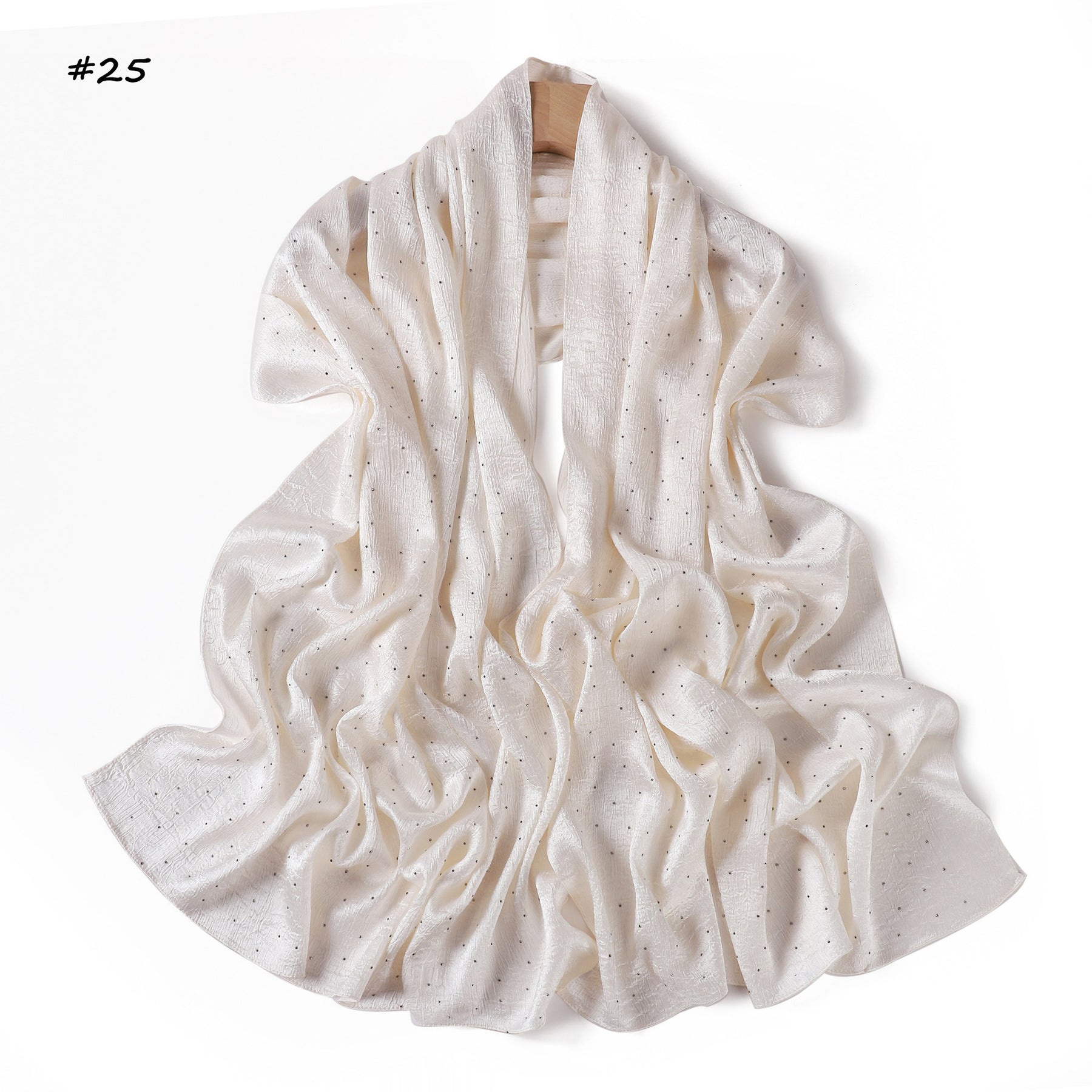 YZ325  Plain Hotfix Rhinestone Crinkled Satin Hijab
