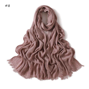 YZ310  Dirt-Washed Crinkled hijab with Raw Edge