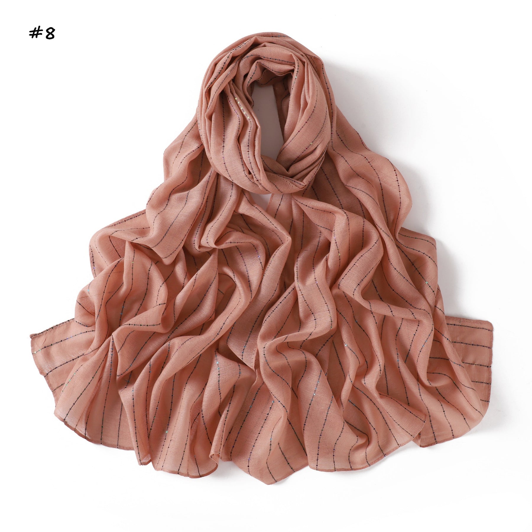 YZ328  Striped Colorful Sequin Cotton Linen Hijab