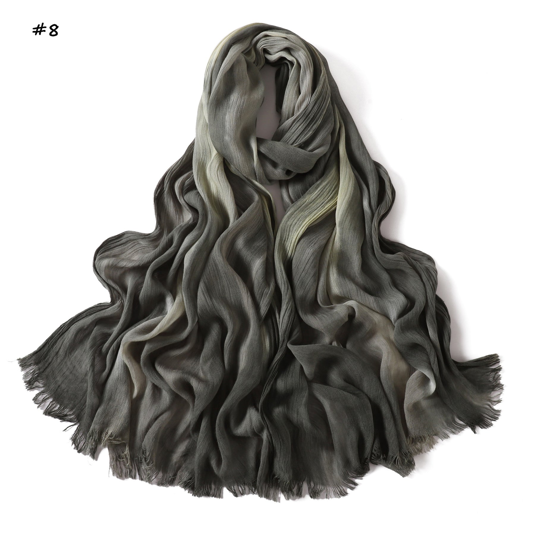 YZ331  Gradient Viscose Crinkle Long Hijab Lightweight Breathable