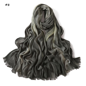 YZ331  Gradient Viscose Crinkle Long Hijab Lightweight Breathable