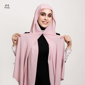 YZ316  Plain Silky Thick Chiffon Hijab with Built-in Magnetic Buckle and Matching Undercap