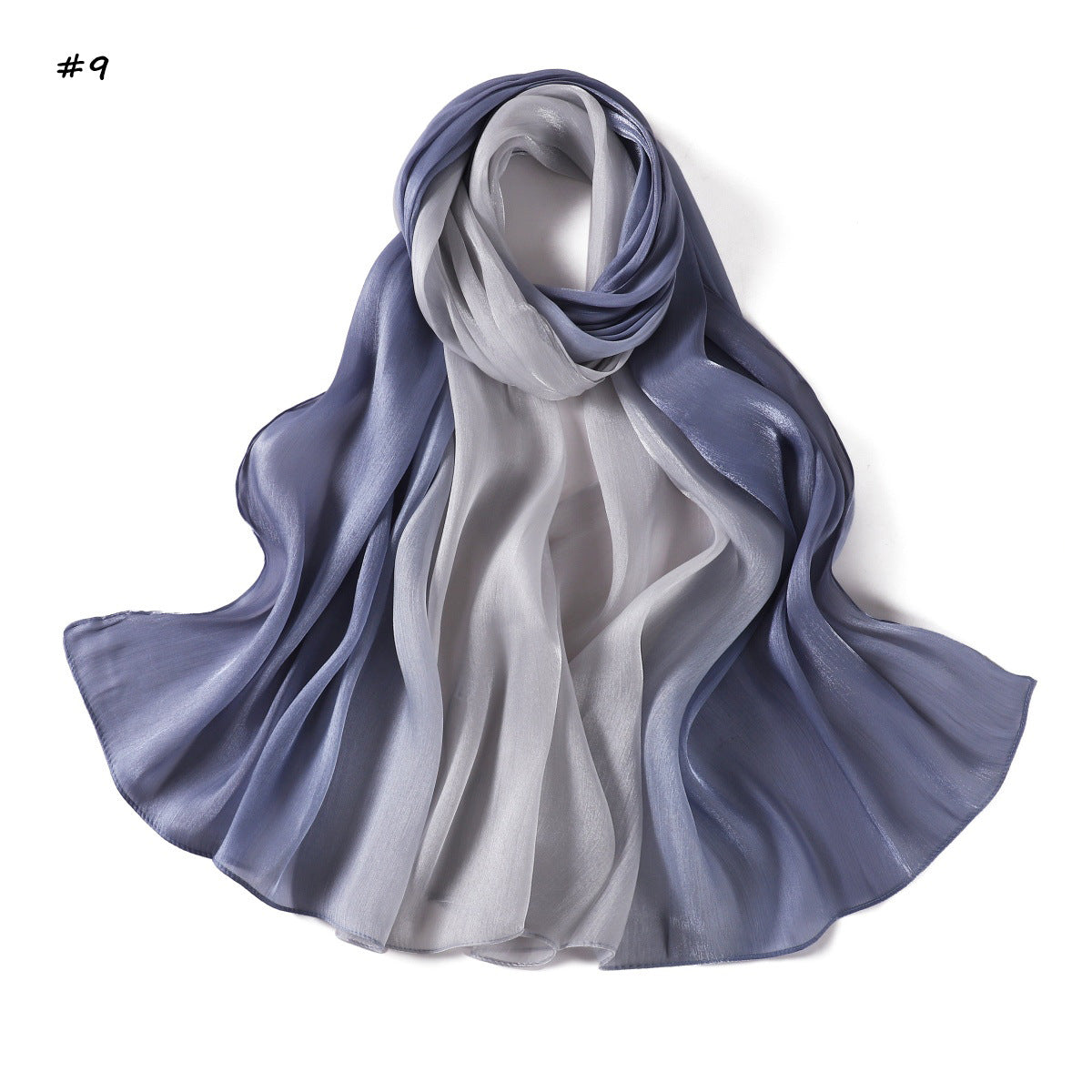 YZ313  Shimmering Ombre Sea Island Satin Crinkle Polyester Hijab