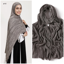 YZ319  Plain Vertical Stripe Modal Crinkle Fringe Hijab