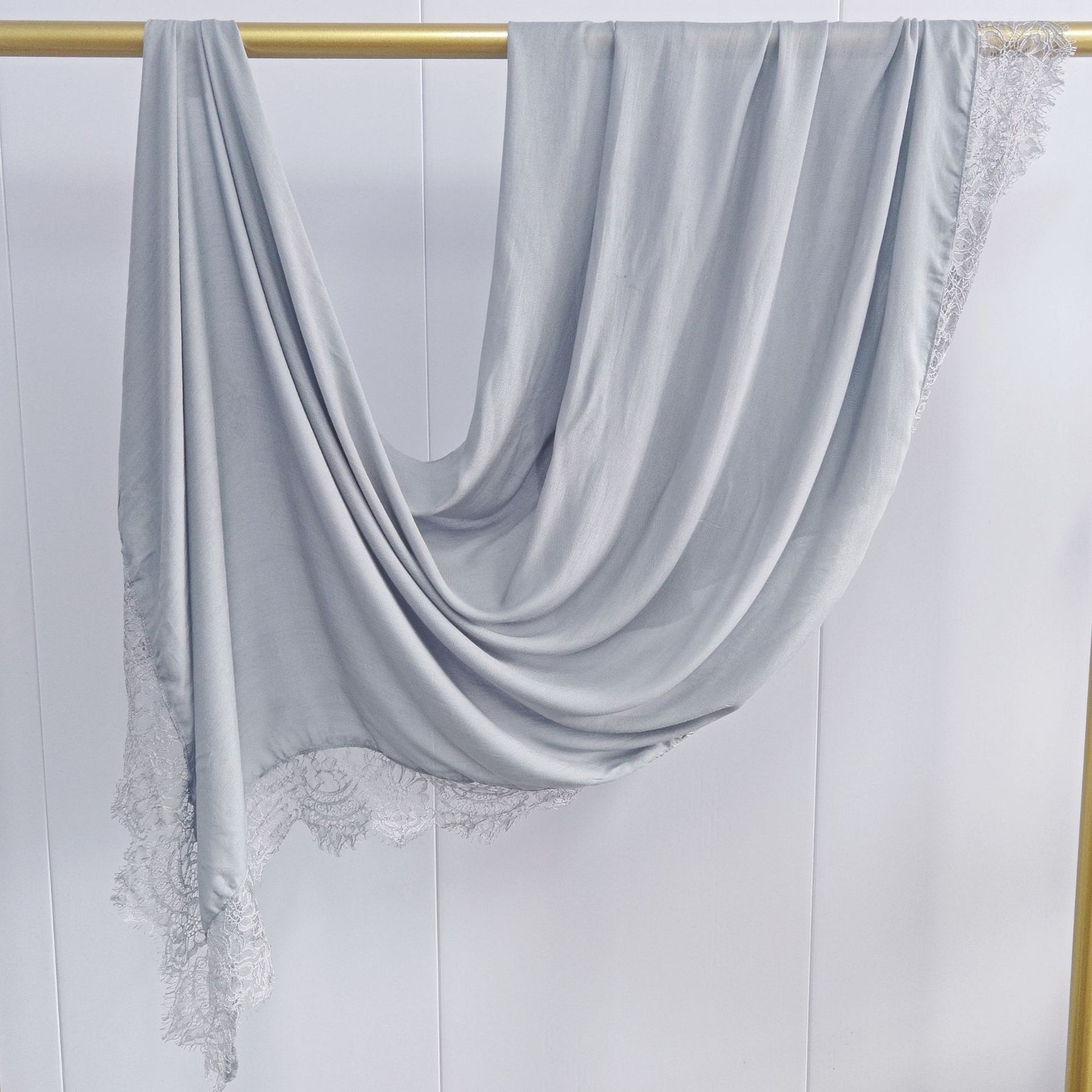 WJ079  Plain Modal Hijab with Lace Trim