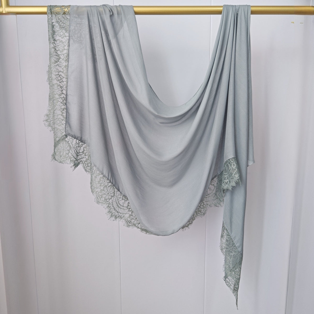 WJ079 Plain Cotton Lace Trim Modal Hijab