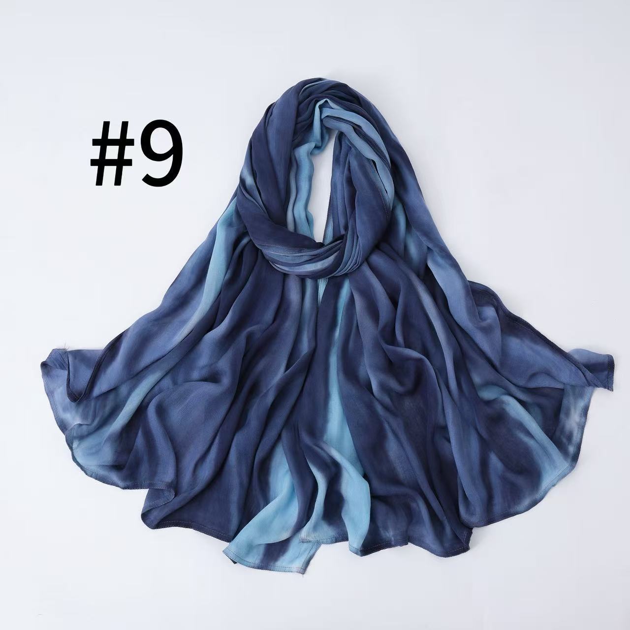 SS010 Breathable Sun-Protective Modal Tie-Dye Crinkled Hijab