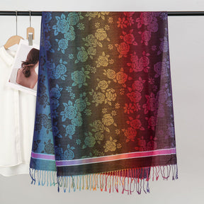 YF0438  Colorful Jacquard Soft Polyester Tassel Long Scarf