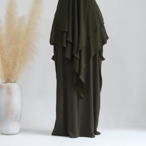 LR616+HJ908  Plain Polyester Batwing Dress + Hijab Set