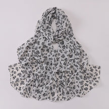 W-0022  Ditsy Floral Printed Pearl Chiffon Hijab