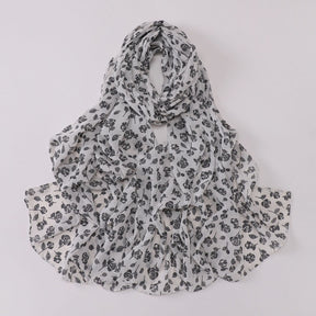 W-0022  Ditsy Floral Printed Pearl Chiffon Hijab