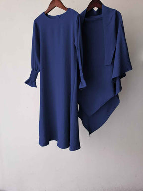 23591 Children's Solid Color Ruffle Dress & Shawl Set