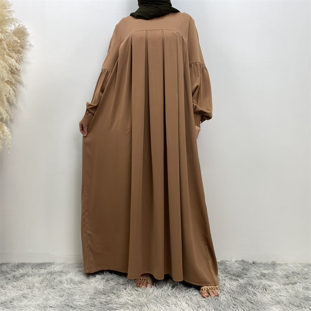 6683 plain wrinkle muslim abaya dress