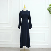 LR1046  Plain Tie-Waist Nida Dress