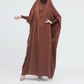 LR484   Plain plus size hijab-integrated dress