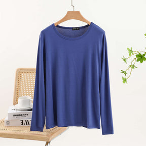JC001  Crew Neck Modal Long Sleeve Loose Stretch Top