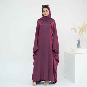 LR1028 Plain Beaded Elegant Abaya + Hijab