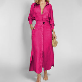 24543  Chic Spring Plain Tie-Waist Elegant Commuter Maxi Abaya Dress