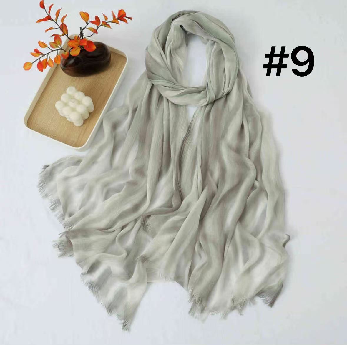 SS017  Striped Tie-Dye Modal Crinkle Hijab with Short Fringe