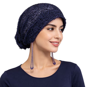 High-end boutique beaded tassels hat Polyester Hijab - Color Option
