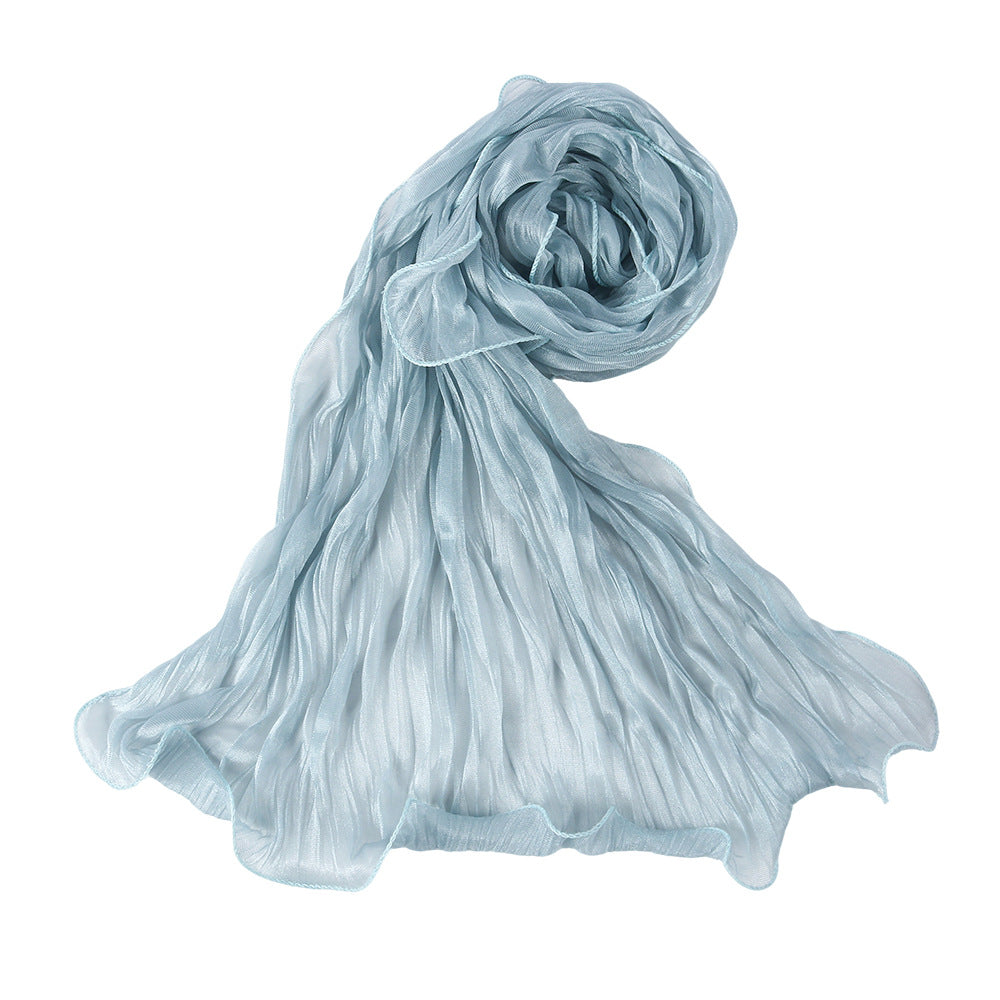 WJ090  Plain breathable bright silk bubble crepe hijab