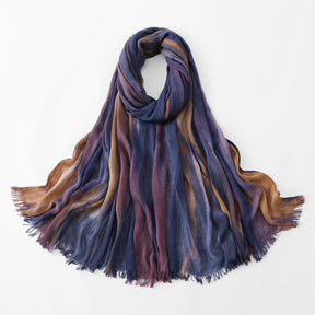 VE134  Ethnic Rainbow Tie-Dye Crinkle Rayon Hijab