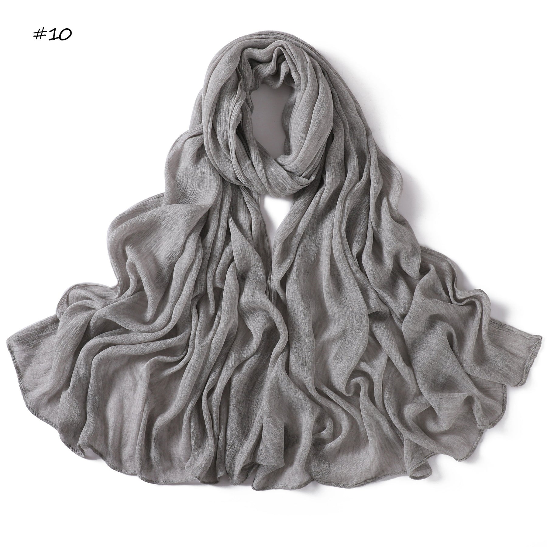 YZ322  Plain Washed-Dye Modal Crinkle Rolled-Edge Hijab
