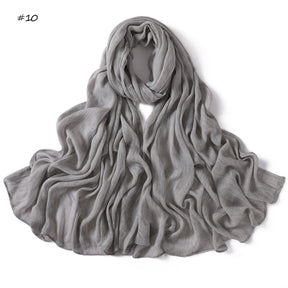 YZ322  Plain Washed-Dye Modal Crinkle Rolled-Edge Hijab