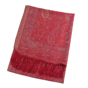 WJ046  Paisley Faux Cashmere Tassel Layering Scarf