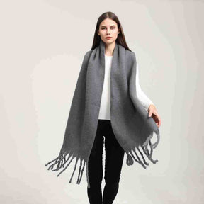 DJ004  Winter Warm Scarf - Plain & Elegant Tassels