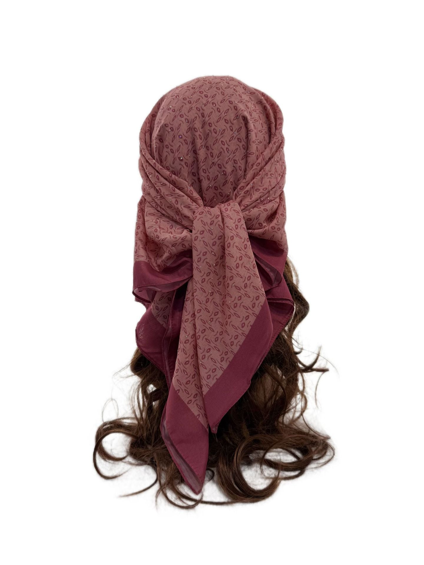 ASYLT552509018  90*90cm Paisley Printed Polyester Hotfix Rhinestone Square Scarf