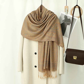 VS929  Cashew print hijab thick jacquard tassel scarf