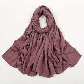 VS709  Cross-border Malaysia fashion monochrome cotton wrinkle long scarf foreign trade new polyester cotton scarf women